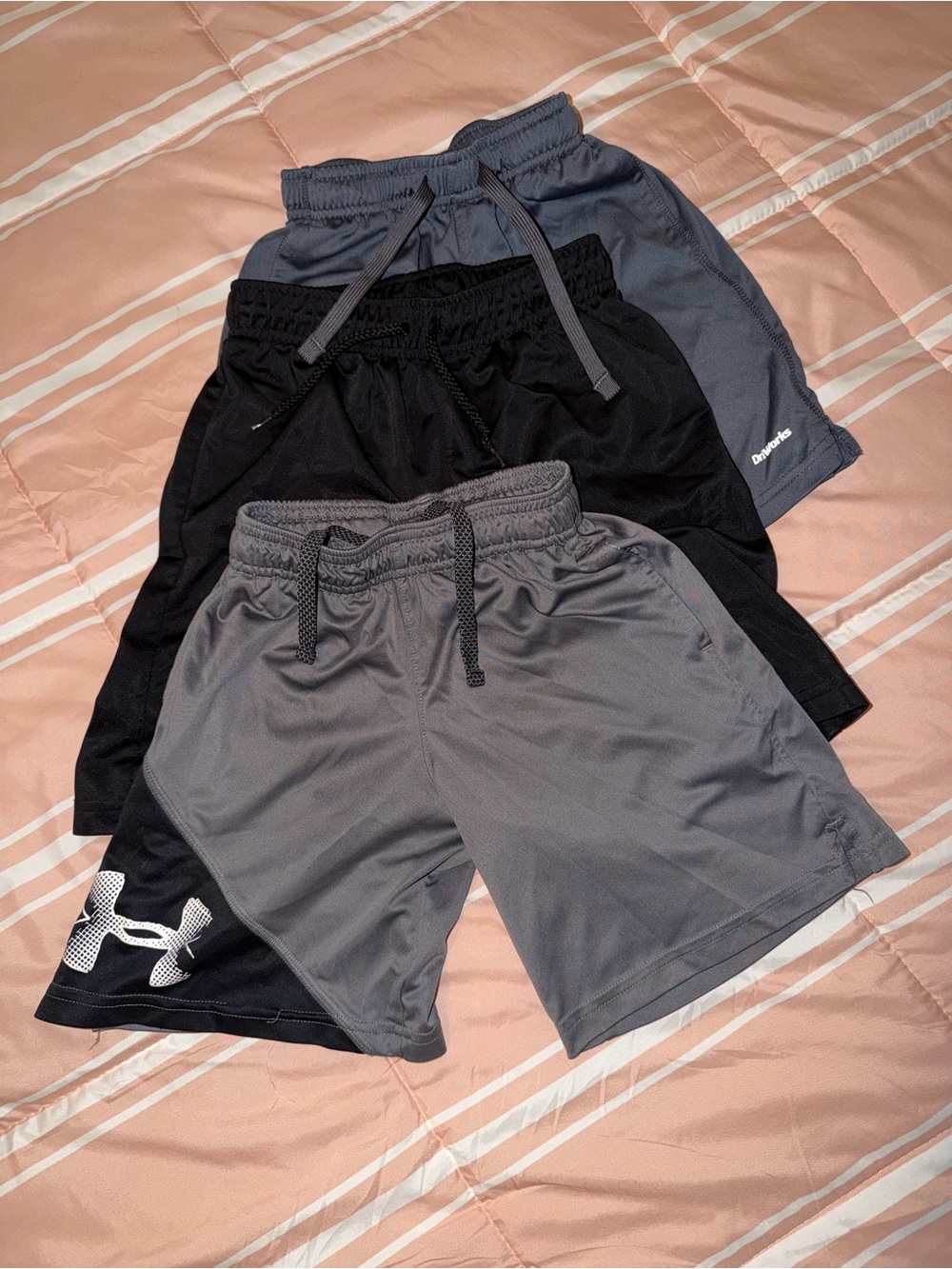 Bundle! 3 pair of Kids Athletic Shorts - Black and Gray